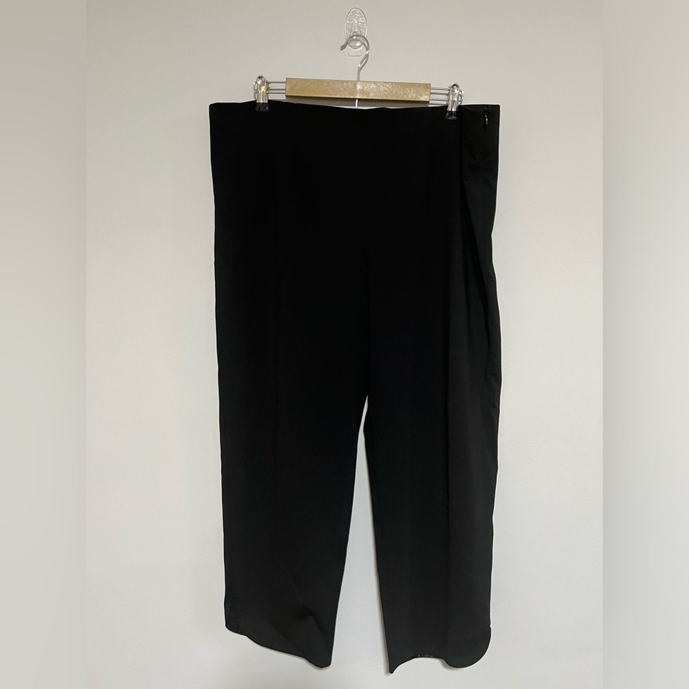 Ming Wang Black Flat Front Tulip Hem Pants Size XL Minimalist Capsule Classic
